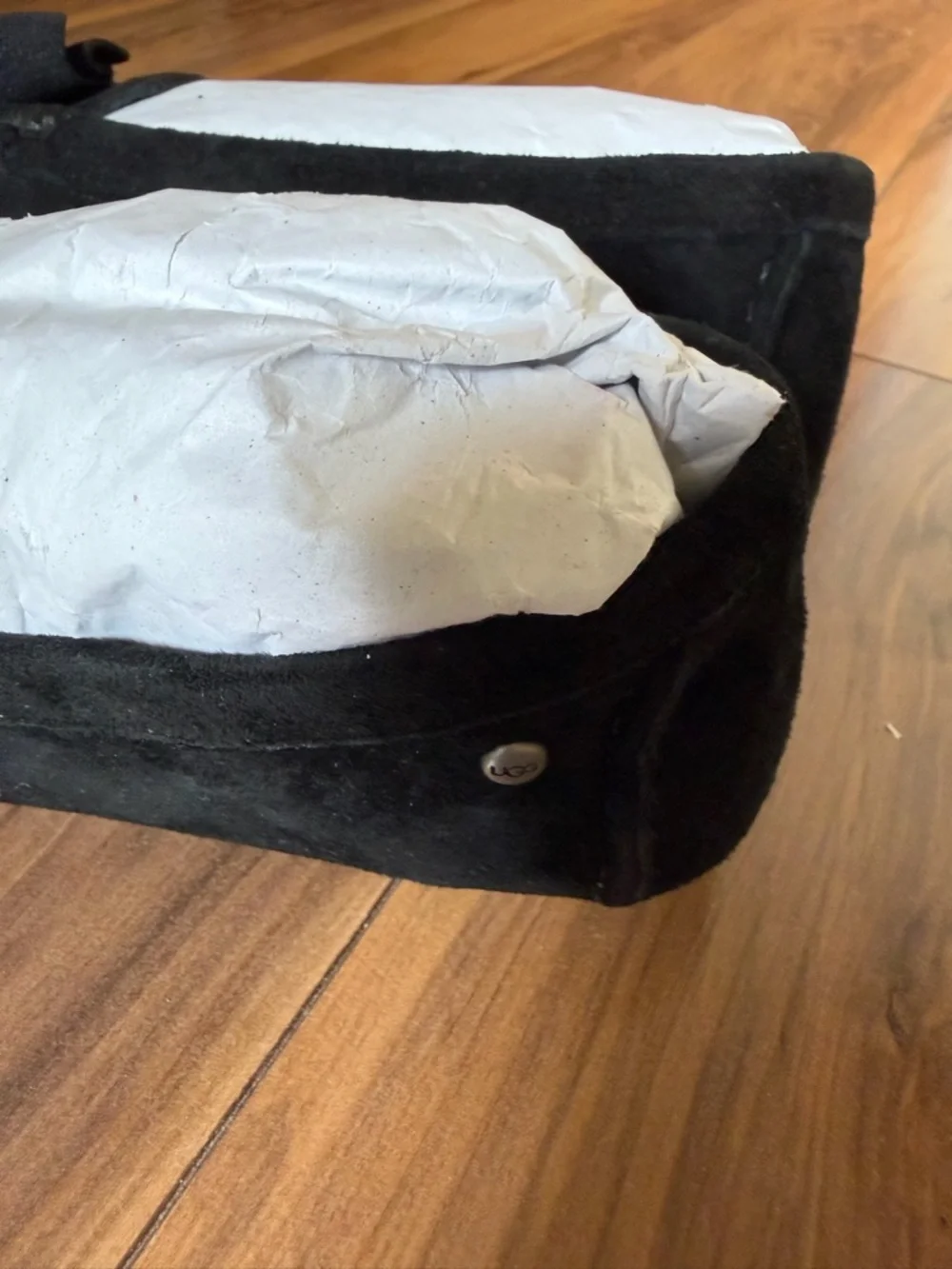 UGG Milana priver Black Suede Bow Loafers - Picture 3 of 9